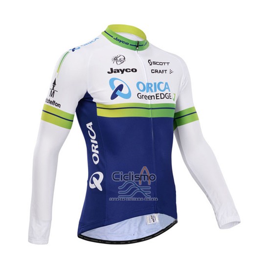 Orica Verdeedge Ropa Ciclismo Culotte Largo 2014 Mangas Largas Blanco y Azul
